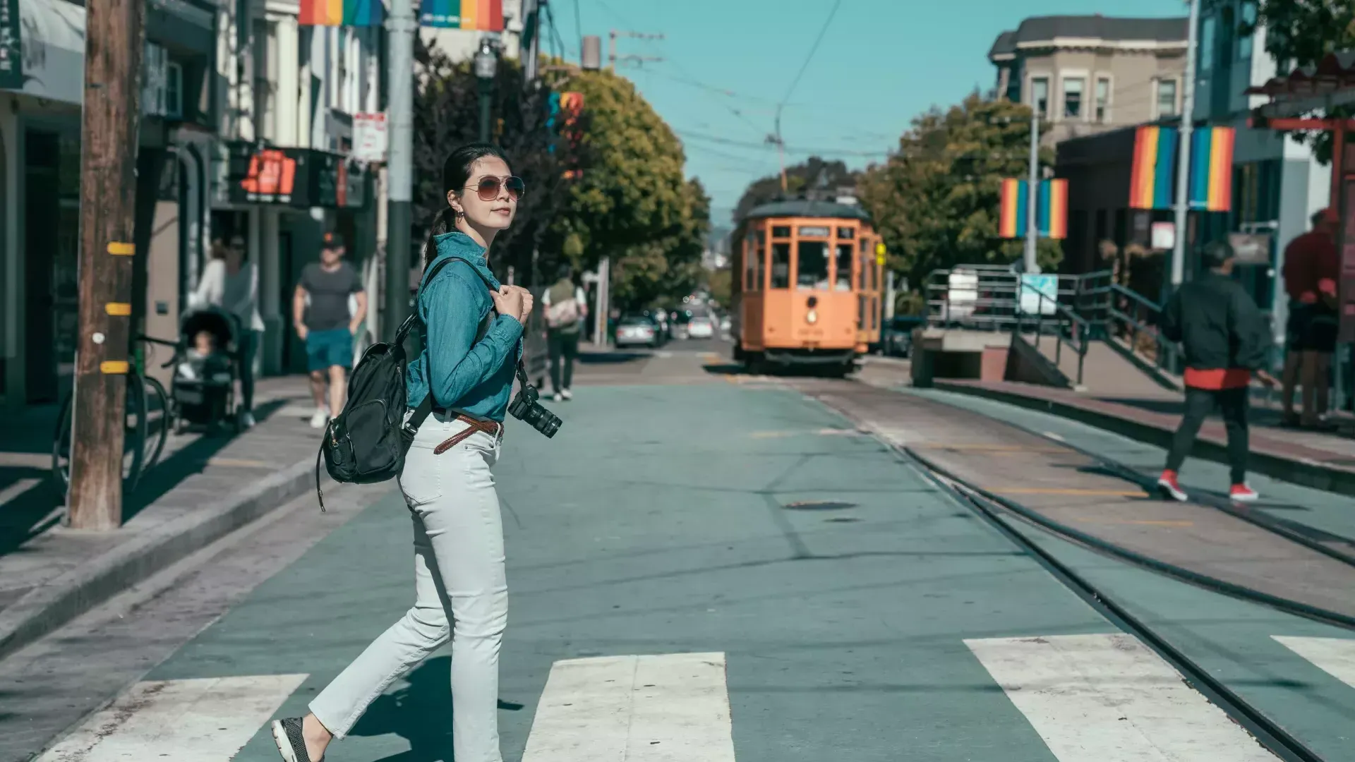 A woman walking in the Castro