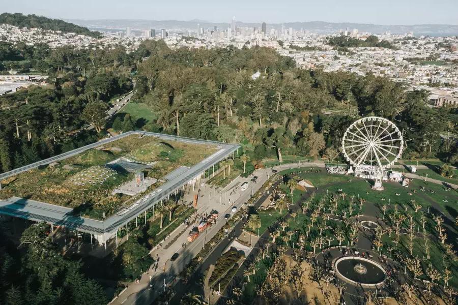 Foto aérea do Golden Gate Park