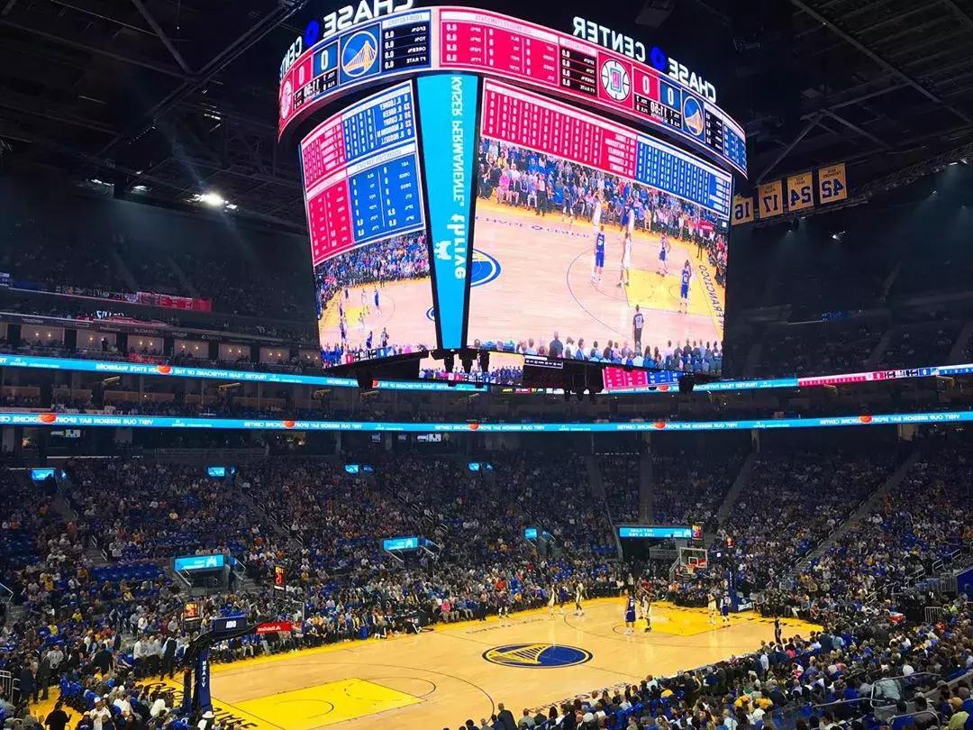 Inside San Francisco's Chase Center for a Golden State Warriors Game.