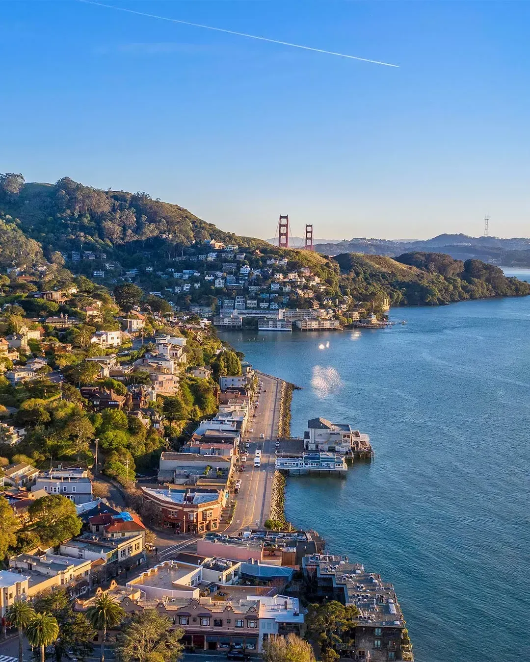 A bird's-eye view of Sausalito's waterfront.